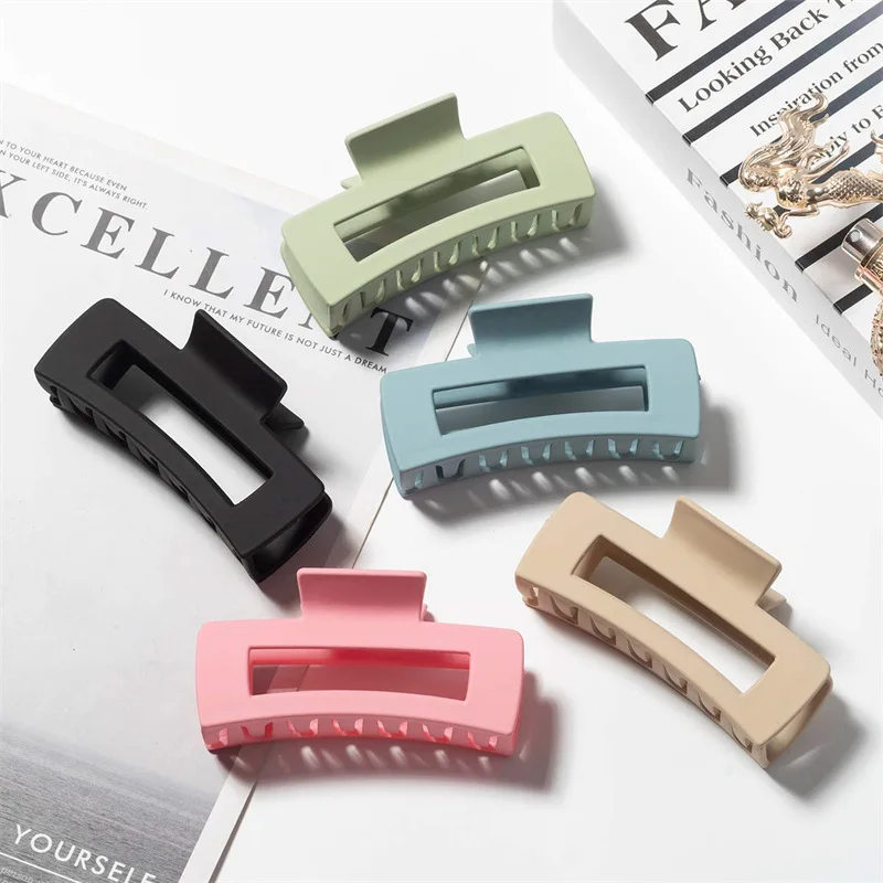 

11CM Square Matte Large Hair Claw Clips Hairpins Women New Summer Acrylic Big Crab Hair Claw Barrette Hair Accessories Gifts