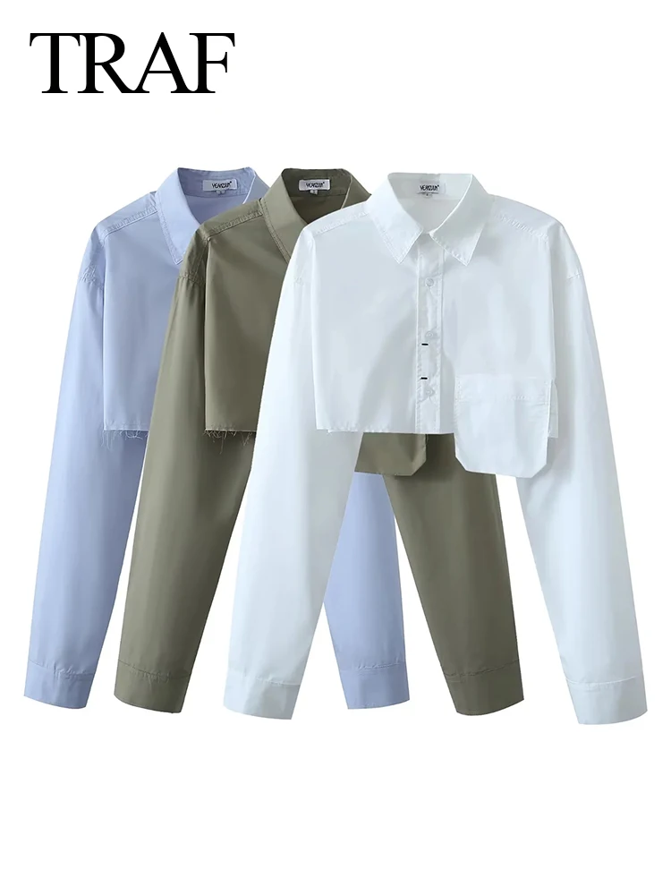 

Женская универсальная рубашка с длинным рукавом, с необработанным подолом