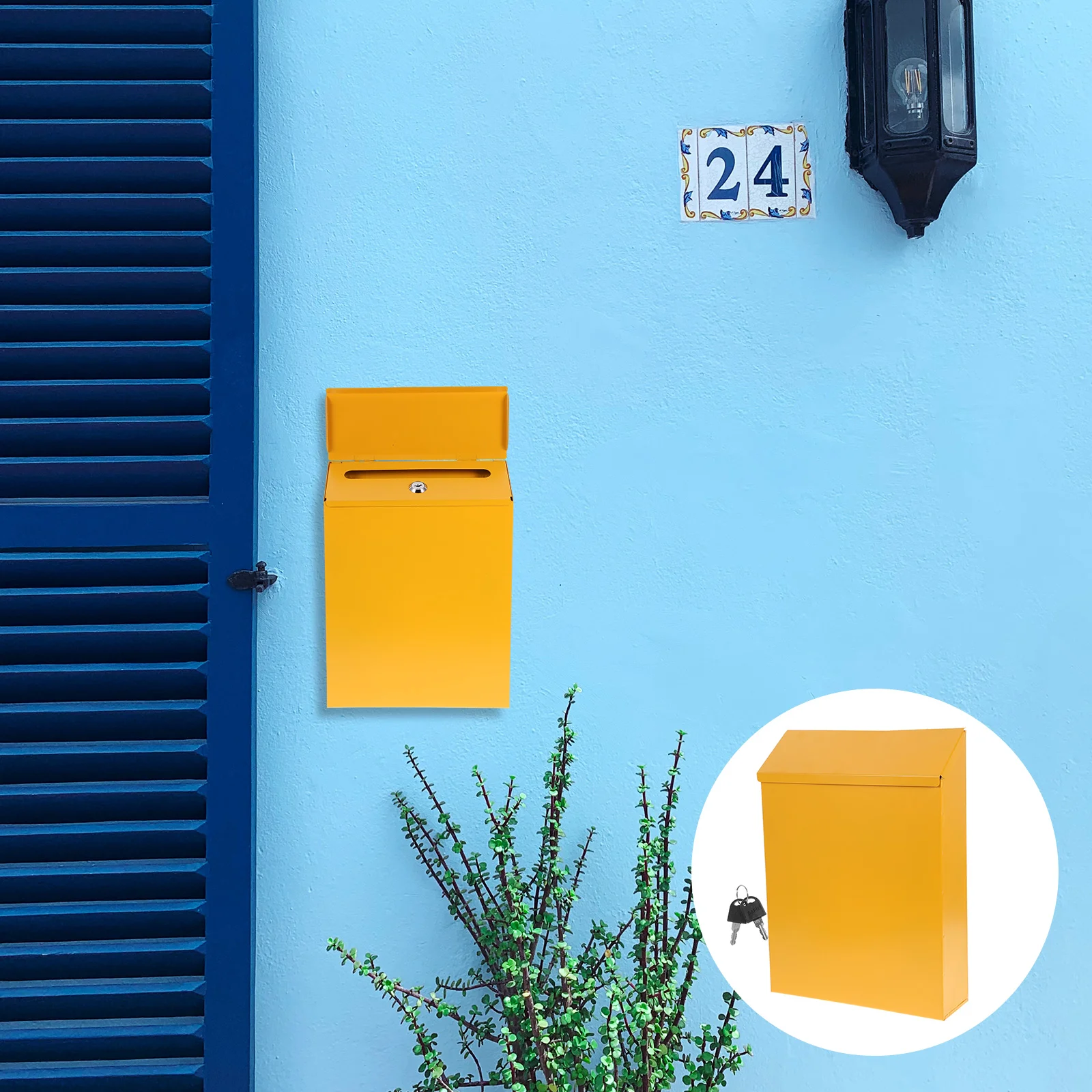 

1pc Exquisite Exquisite Letter Storage Box Mail Box Suggestion Case (Yellow) Mailbox exterior house