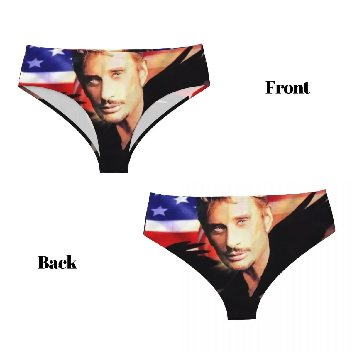 Фото Женские трусики Custom Johnny Hallyday, дышащие, эластичные, с изображением французского певца, нижнее белье, подарки на день Святого Валентина, трусы №4