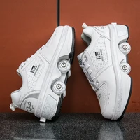 2022 new dual purpose roller skating deformation shoes double row roller skating shoes modified version four wheel running shoes