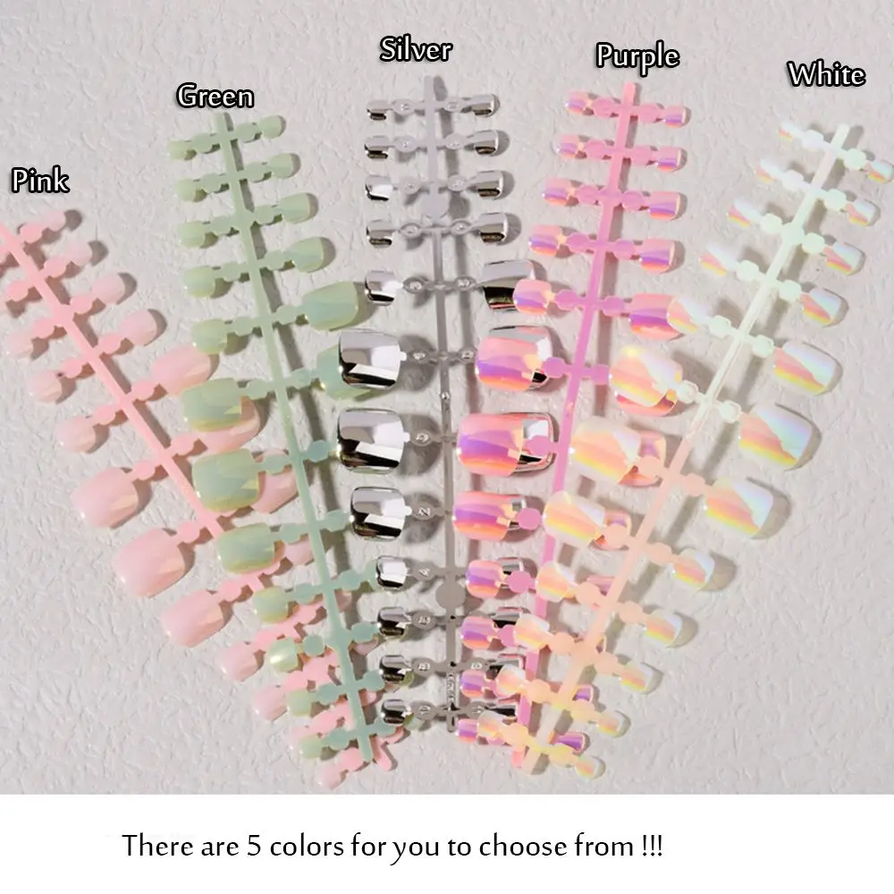 24 шт. съемные искусственные акриловые ложные ногти Aurora Mirror Toe Nails для ног.