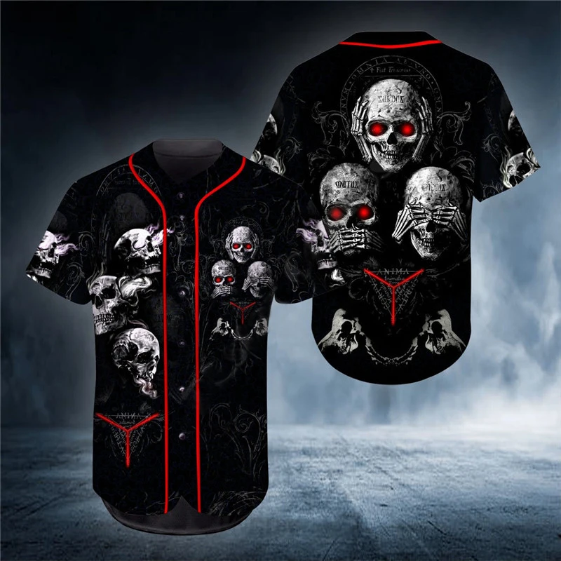 

Summer Fashion Men's Baseball Jersey Customized Name Skull 3D Printed Baseball Jersey Harajuku Street Casual Short Sleeve Shirt