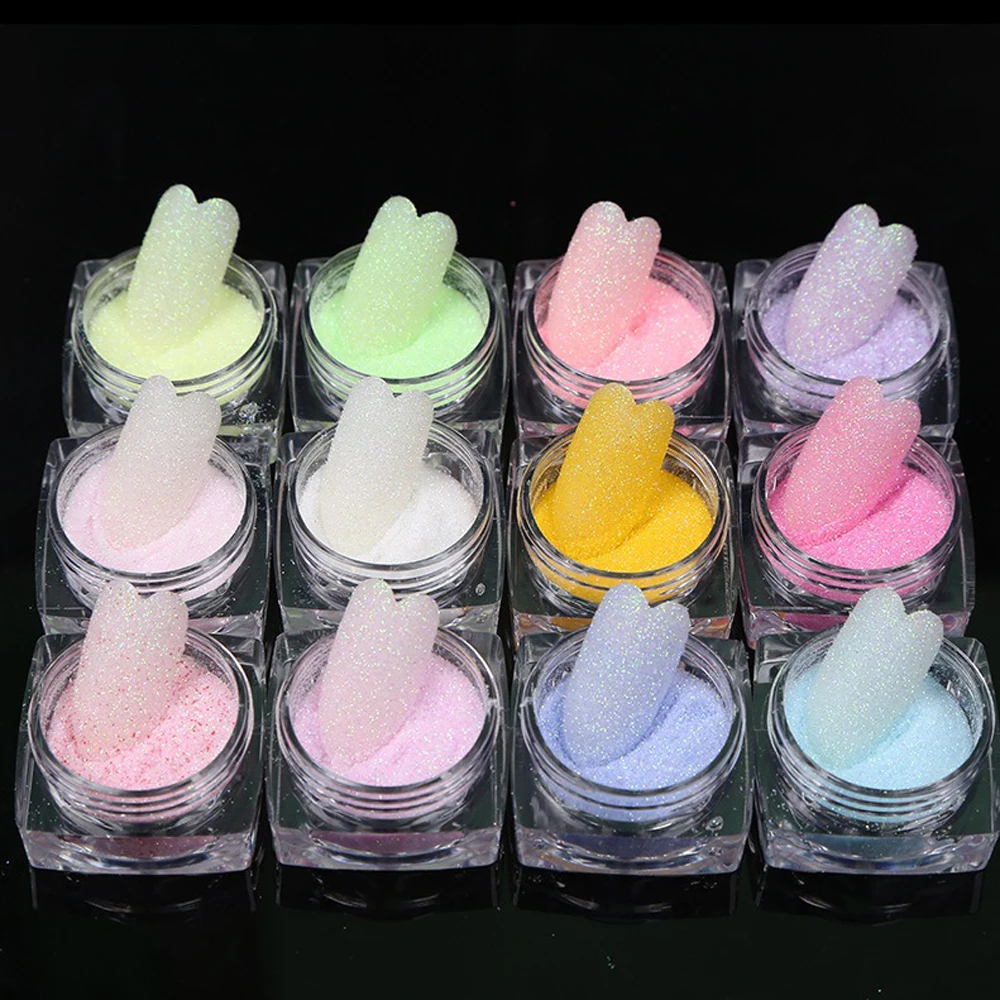 

12pcs/set Nail Glitter Set Sugar-coated Effect Powder Diamond Rainbow Powder Magic Gel Polish ultra-fine DIY Glitter Powders