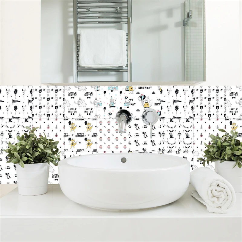 

10pcs Nordic Modern Art Style Tiles Wall Sticker Kitchen Backsplash Bathroom Wardrobe Peel & Stick Matte Surface Wallpaper 2023
