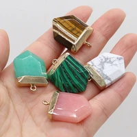 natural semi precious stones multicolor indian agate rose quartz pointed square jewelry pendant making diy necklace bracelet
