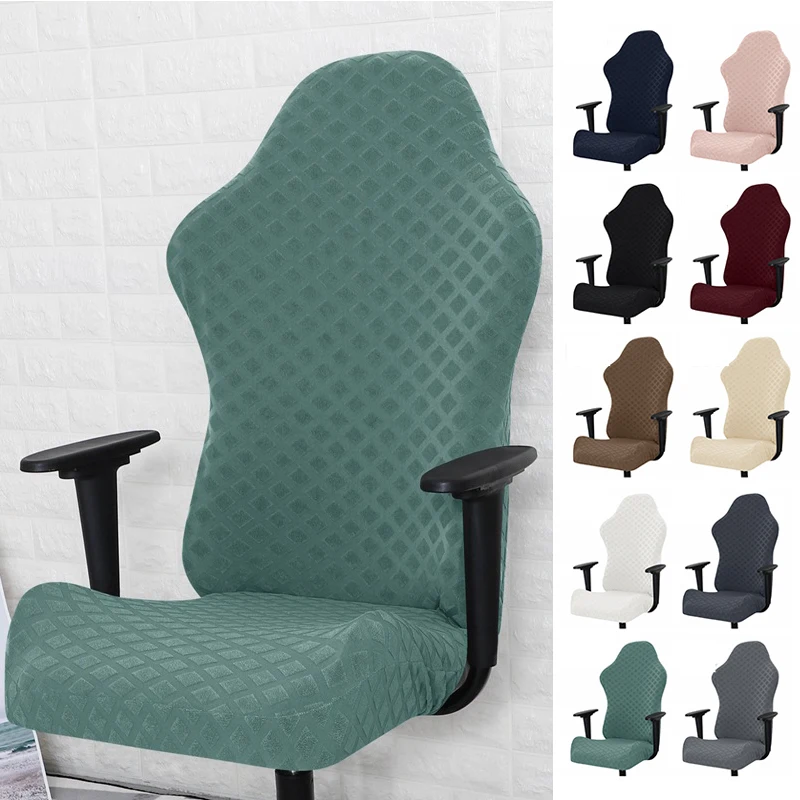 

Solid Color Gaming Chair Cover Soft Elasticity Polar Fleece Armchair Slipcovers Computer Seat Chair Covers Stretch Rotating Lift