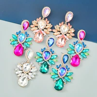 new shiny multicolor rhinestone water drop drop earrings for women dinner party wedding accessories fashion charm jewelry