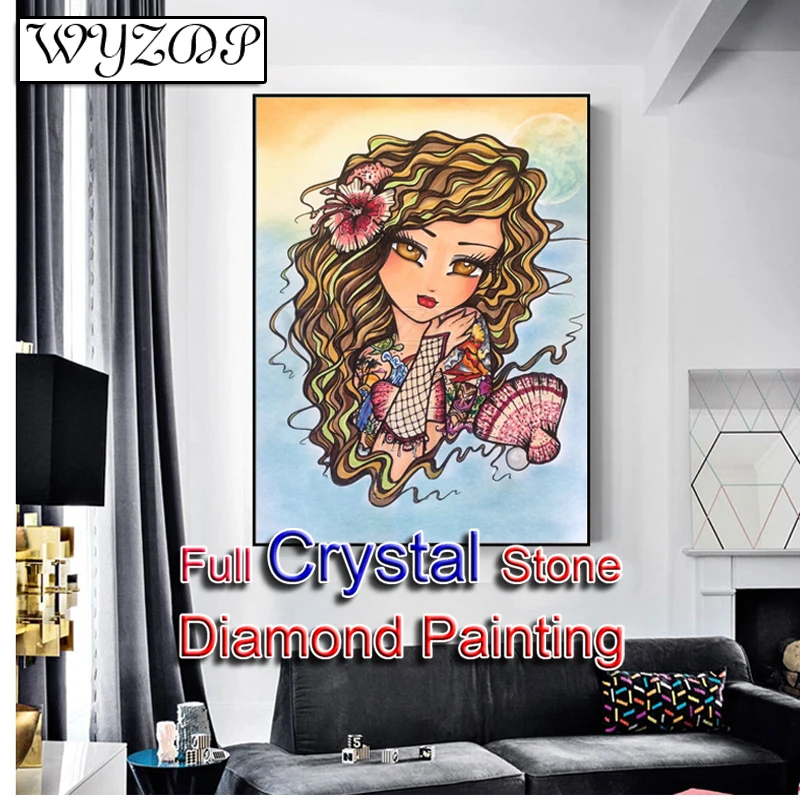 

5D Diy Diamond Painting Cartoon Girl Full Crystal Drill Square Mosaic Embroidery Kit Home Docer Diamond Art Crystal WYZ20230638
