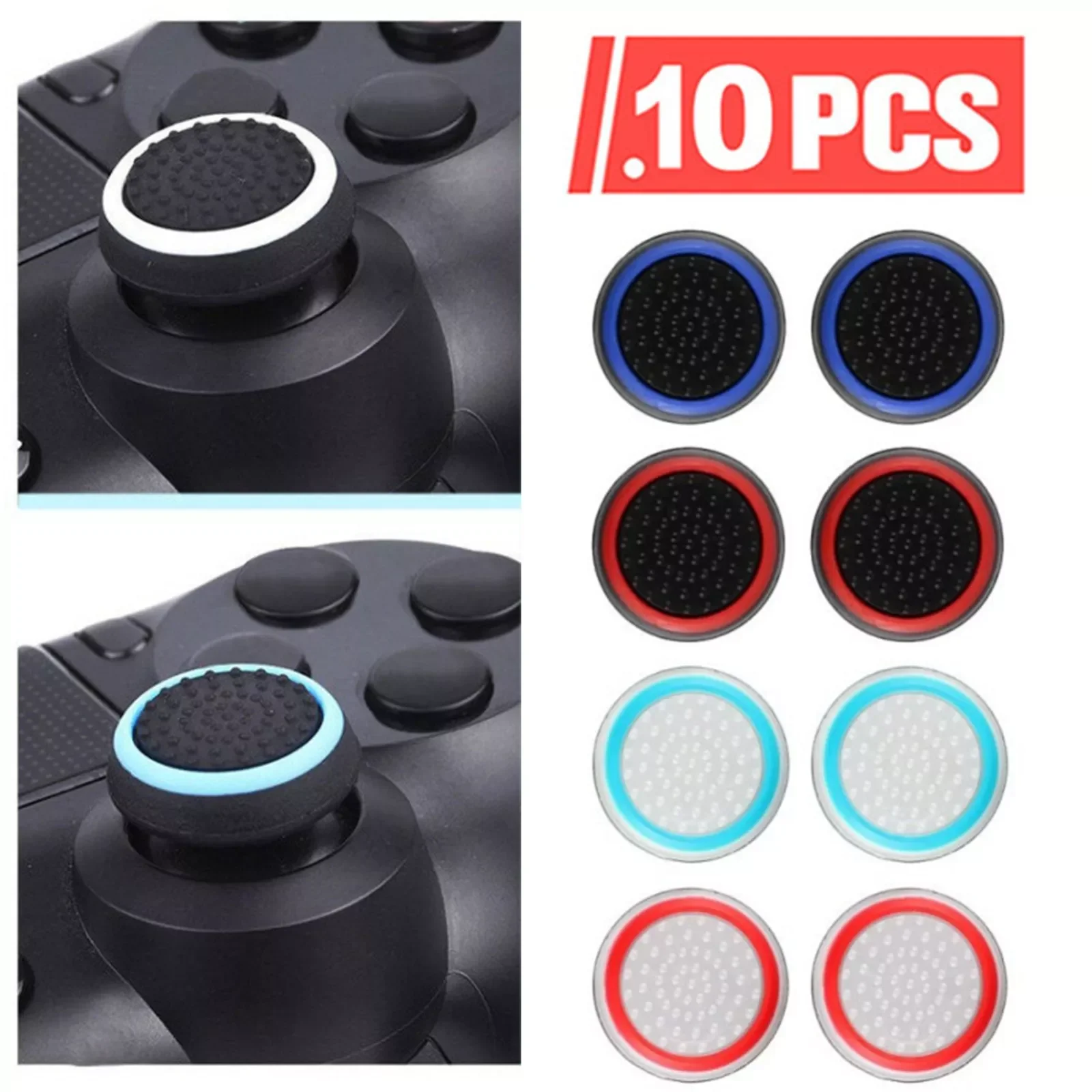 

Replacement Silicone Analog Controller Joystick Silicone Precision Raised Antislip Rubber Analog Stick Grips For PS5 PS 4