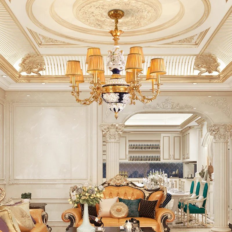 Французская вилла дуплексный отель большая полностью медная люстра элитная