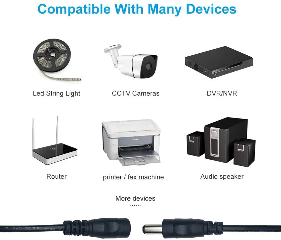 Удлинительный кабель постоянного тока 2 1*5 5 мм Штекерный и гнездовой шнур 1 м 3 4 М
