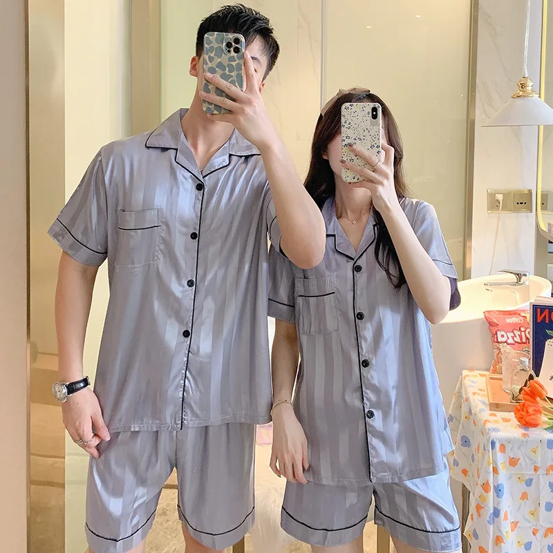 Новинка 2022 Пижамный комплект для влюбленных пар топ с коротким рукавом и шорты