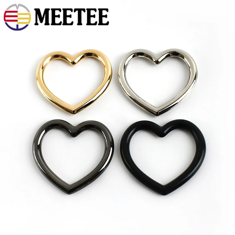 10/30Pcs Meetee  28/40mm Alloy Peach Heart Buckle Love Ring Metal Buckles Thick Round Wire DIY Hardware Luggage Accessories