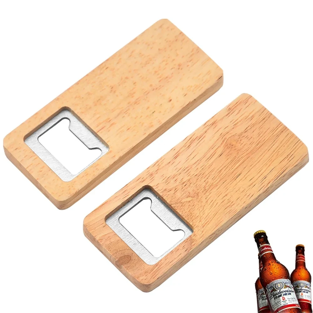 

20pcs Wood Handle Bottle Opener Square Flat Beer Openers Bar Kitchen Accessories Wedding Party Gift Giving