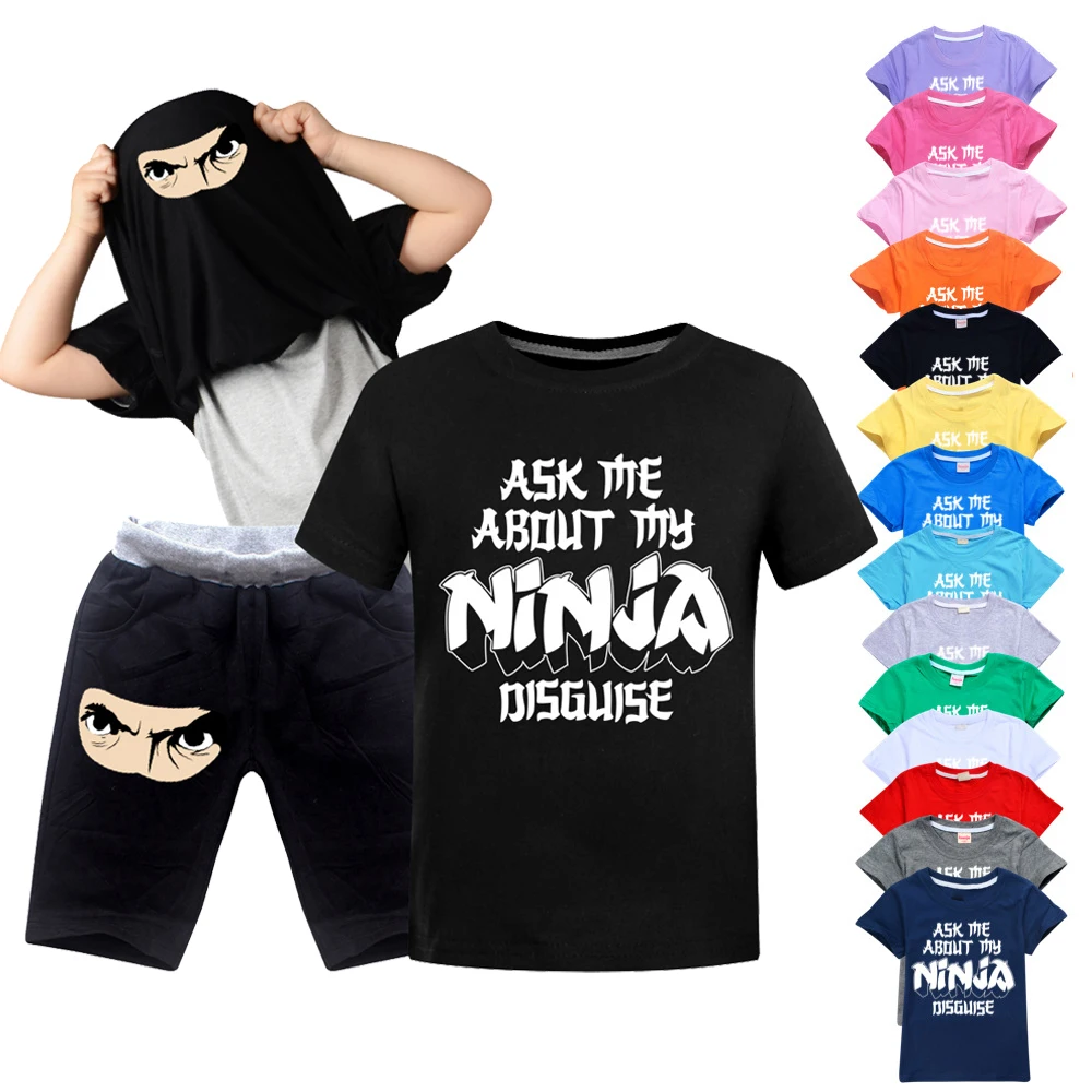 

Kids Ask Me about My Ninja Disguise Flip Tshirt Pants 2pcs Funny Costume Graphic Children Cotton T-Shirt Humor Gift Boys Top Tee