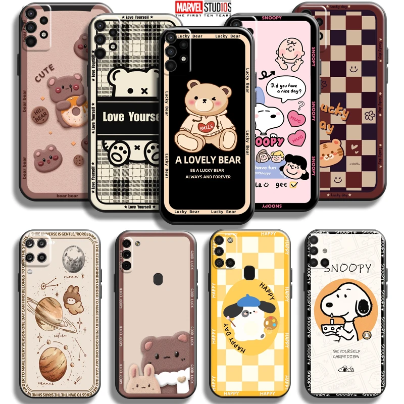 

Cute Cartoon Bear Phone Case For Samsung Galaxy A11 A12 A20 A21 A21S A22 A31 A32 A42 A51 A52 A70 A71 A72 5G Back Silicone Cover