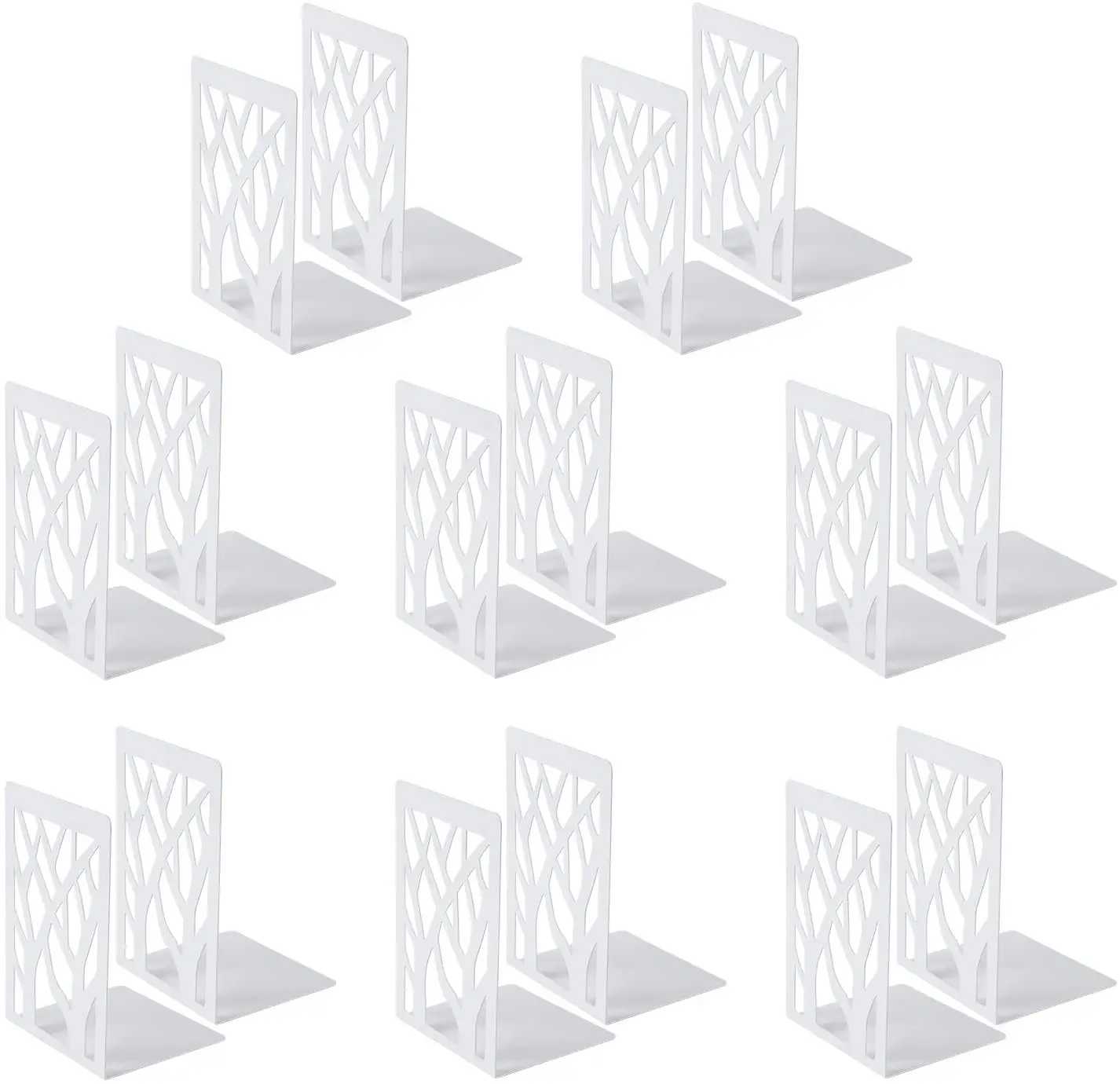

Book Ends Metal Bookends Bookend Supports Book Stoppers (White, 8 Pairs)