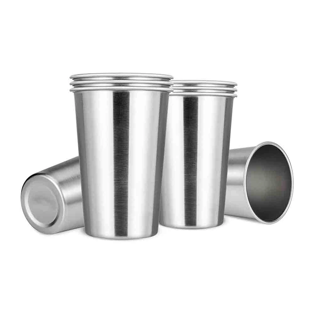 

Premium Stainless Steel Cups 16 Oz Pint Cup Tumbler (8 Pack) - Stackable Durable Cup