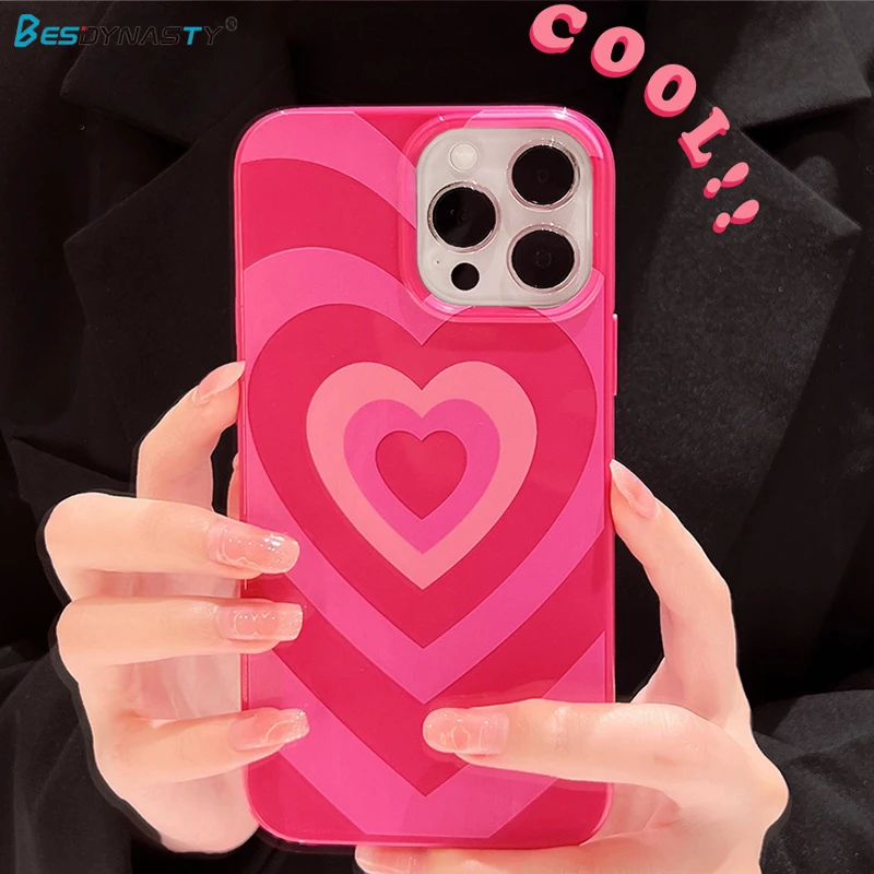 

Чехол для телефона BESD INS с розовым сердечком для iPhone 14 13 12 11 Pro Max Mini XS X XR 7 8 Plus SE, мягкий силиконовый бампер, защитный чехол