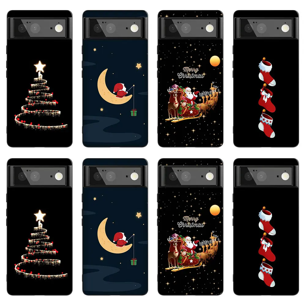 

Christmas Phone Case for Pixel 7 Pro 6a 6 6Pro 2 3 3a Soft TPU Cover for Google 4 4a 5 5a 5G XL Bumper Santa Claus Fundas