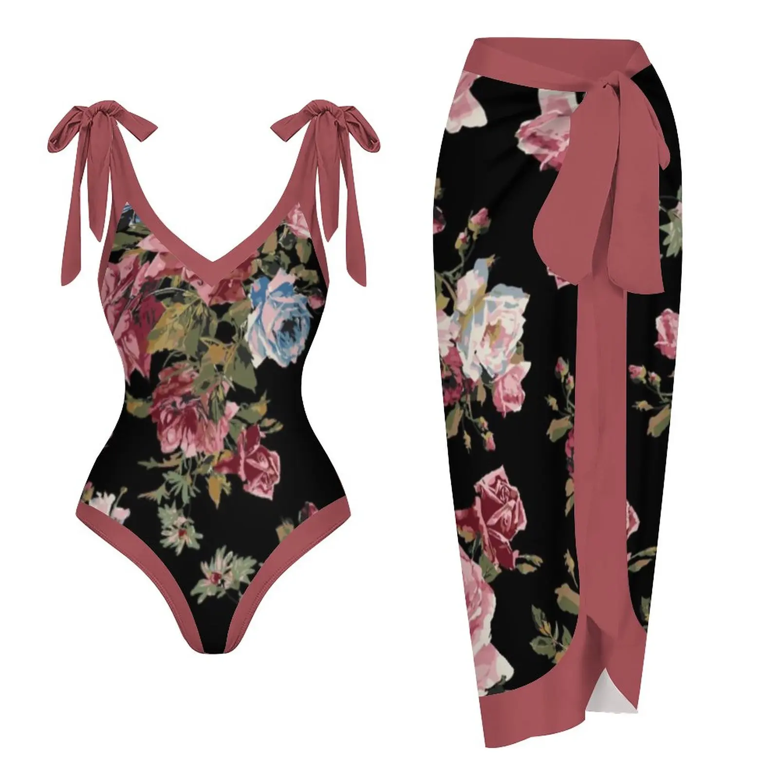 

Bow Tie V-Neck Swimsuit Feminina Vintage Print Bikini Set Mujer Outfits Cover 2023 New Micro Playa Conjunto Slim Beachwear