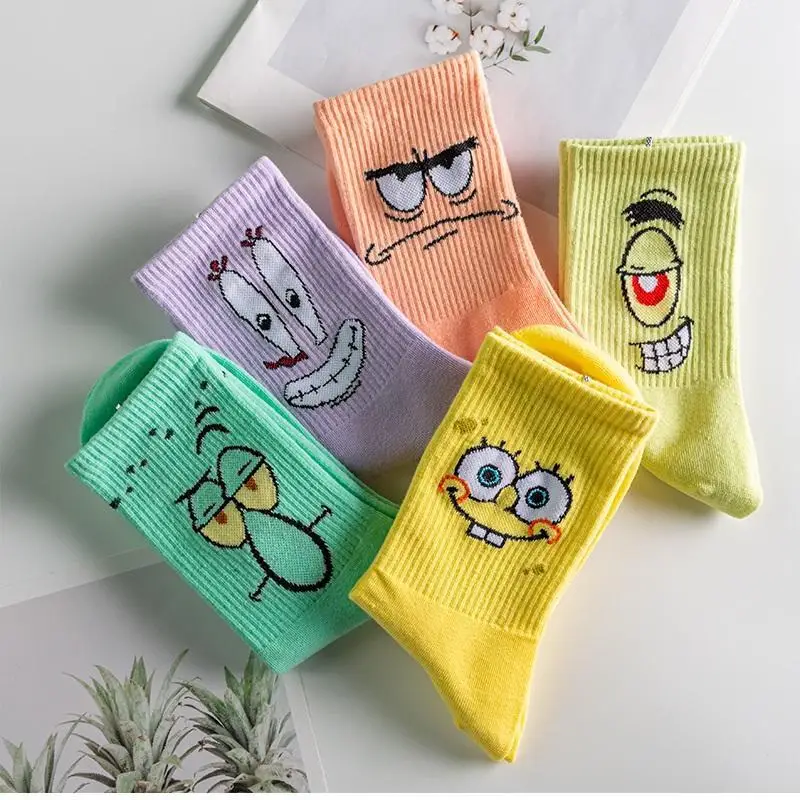 Kawaii Men Socks Happy Funny Cartoon Socks Cotton Casual Couples Socks Harajuku Hip Hop Socks Lolita Cartoon Chaussettes Unisex