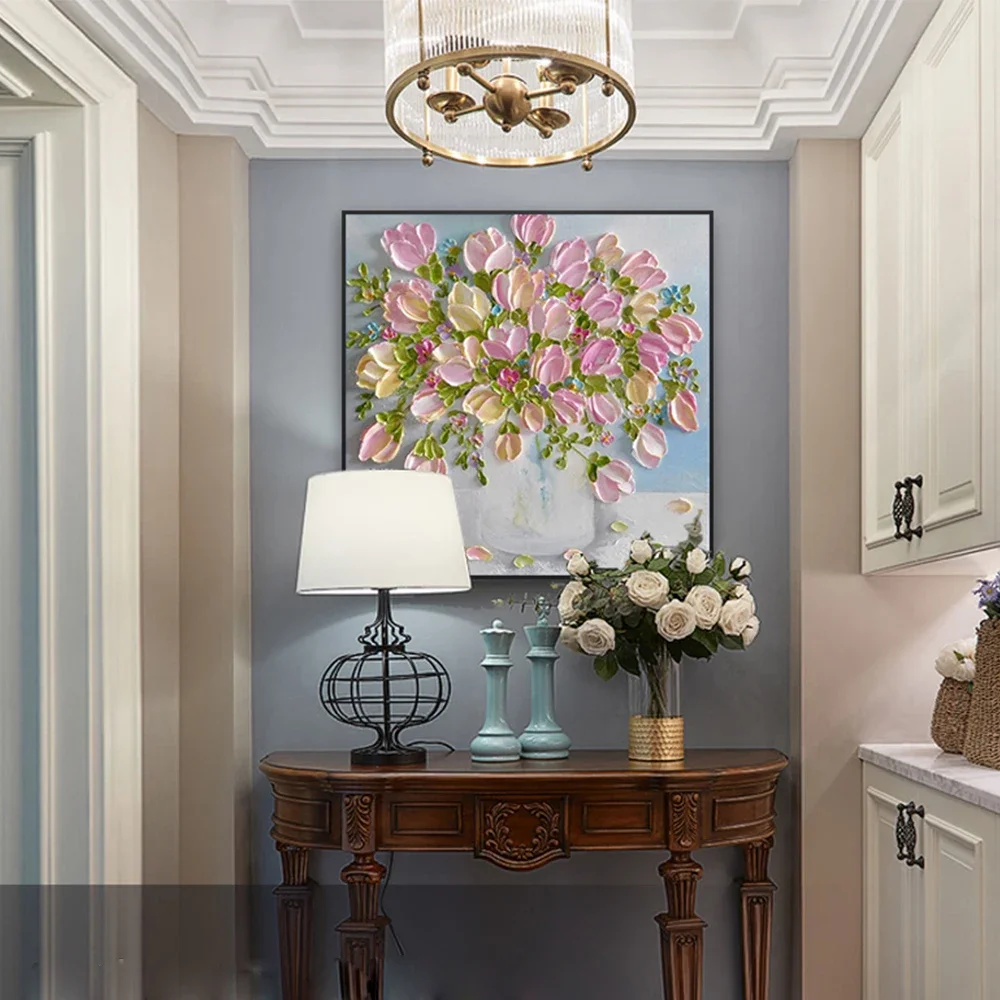 Ручная роспись толстая картина маслом цветок на холсте цвета настенная живопись