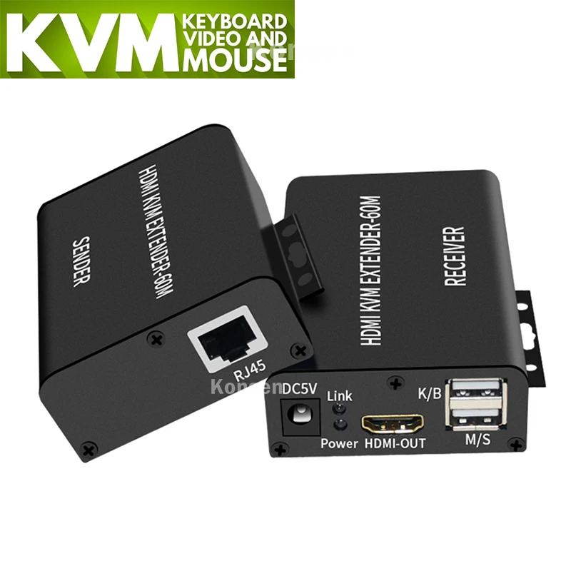 

60 м HDMI KVM удлинитель более Cat5e/6 HDMI USB видео аудио удлинитель передача поддержка USB клавиатуры мыши для PS4 PS5