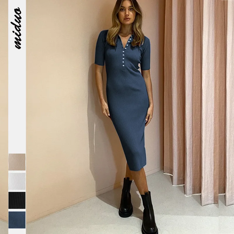 

New Women's Clothing 2022 Winter Dresses Buttons Lapel Self-Cultivation Luxury Party Dress Elegant Midi White Dresses for Women