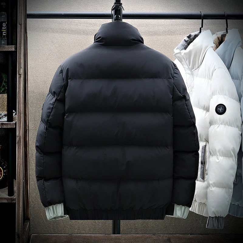 New Autumn and Winter Loose Teenager Cotton Jacket Solid Winter Cotton Jacket Male Student Warm Hooded Cotton Jacket