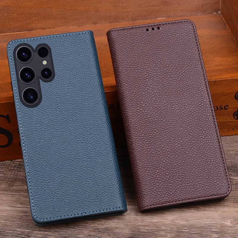 Wobiloo флип-чехол из натуральной кожи для Samsung Galaxy S24 S22 Ultra Plus кожаный полупакет