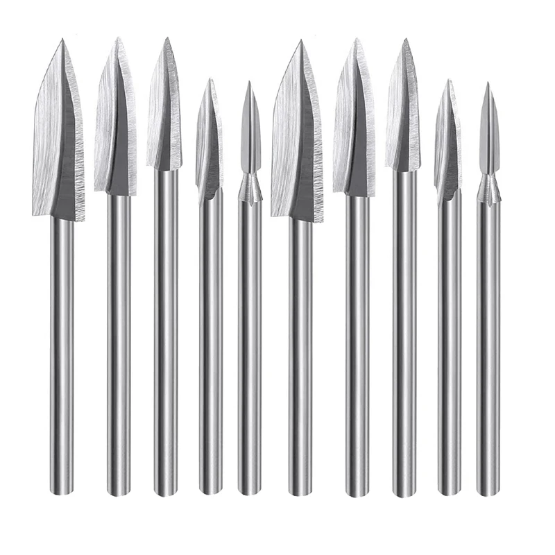 

Инструменты для резьбы по дереву, 10 шт. сверла для гравировки, инструменты для шлифовки по дереву с хвостовиком 1/8 дюйма, универсальные