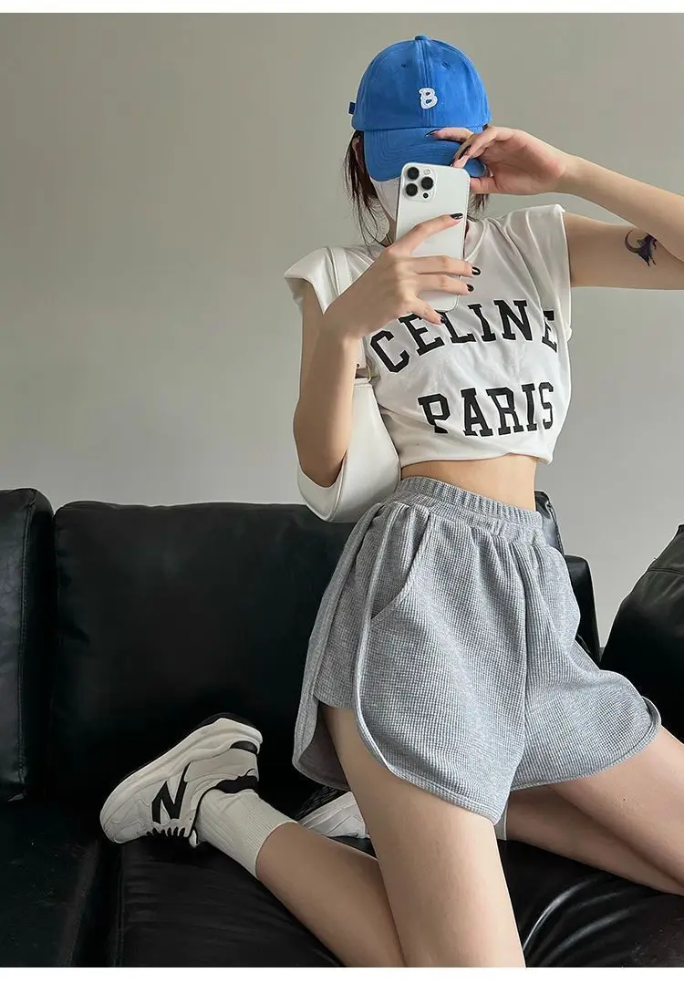 Women's Shorts Hot Pants Sports Shorts Homewear Solid Color Pockets Casual High Waisted Women Loose Casual running Short