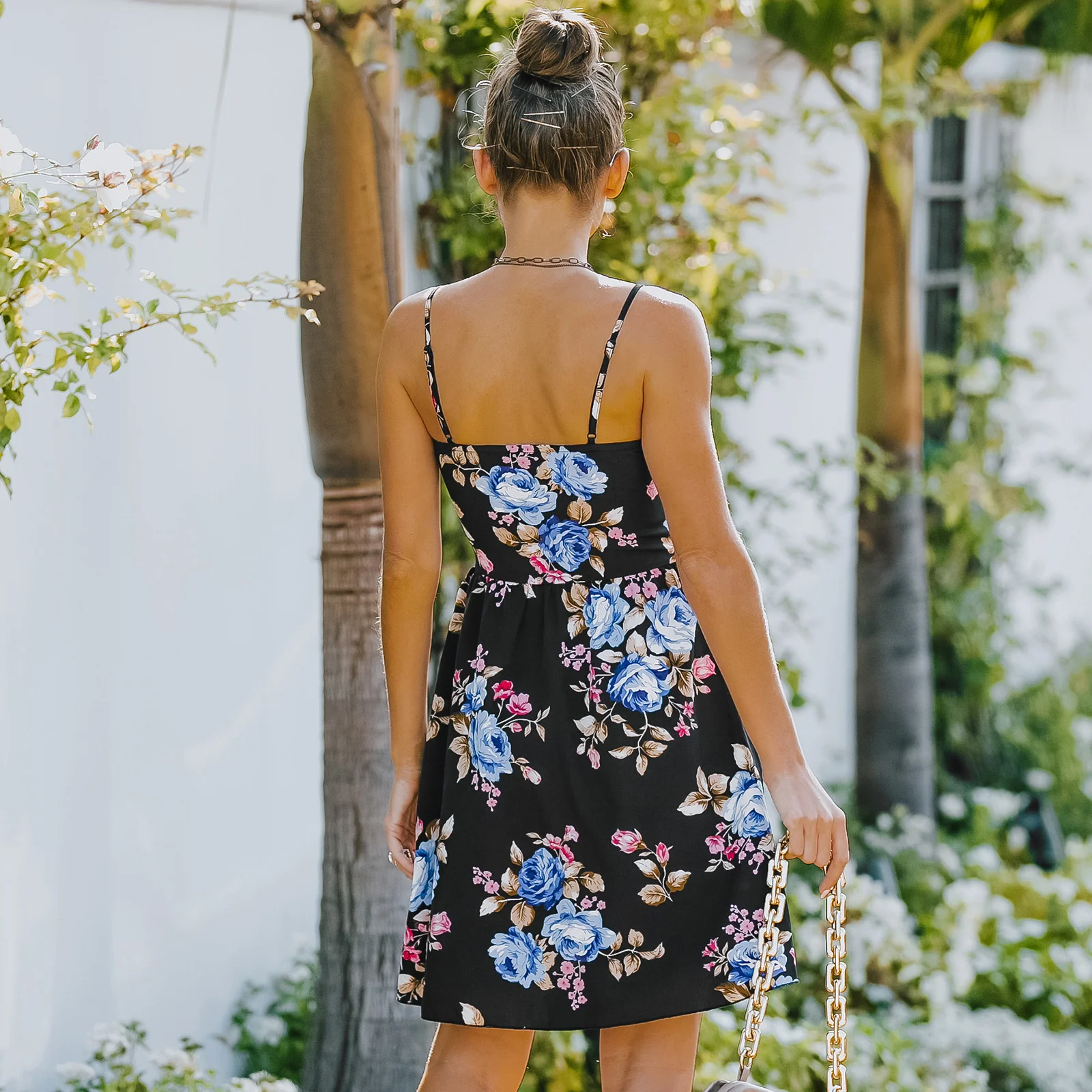 

Hot Sale Women's summer new style with printed suspender skirt dress2023