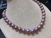 huge charming 1812 13mm natural south sea genuine purple round pearl necklace woman free shipping choker pearl necklace