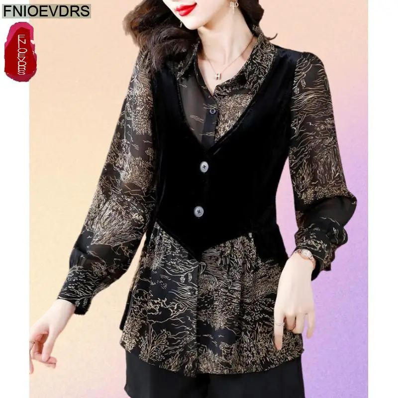 Женская блузка из искусственной кожи Базовая рубашка с баской на пуговицах в