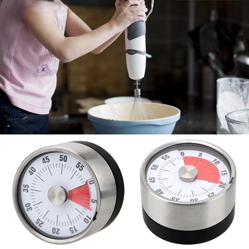 

Kitchen Timer 60 Minutes Alarm Reminder Round Shape Mechanical Cooking Timers Novelty Countdown Magnet Time Reminders