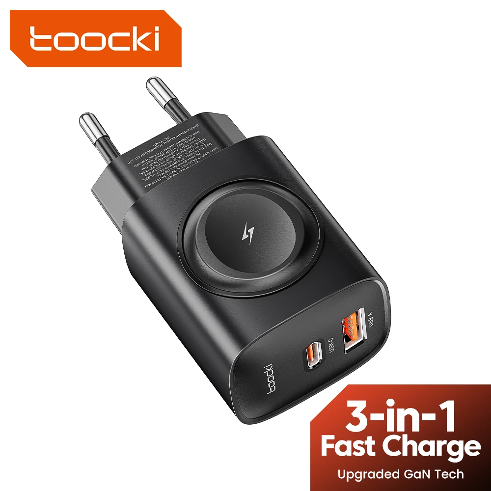 Зарядная станция Toocki 3 в 1 зарядное устройство GaN для iPhone Apple Wacth USB C PD 20 Вт быстрая