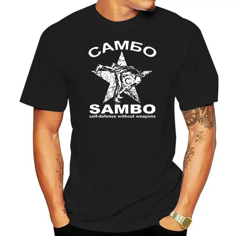 Фото Sambo черная футболка для инструктора самообороны без оружия боевых искусств на русском языке №1