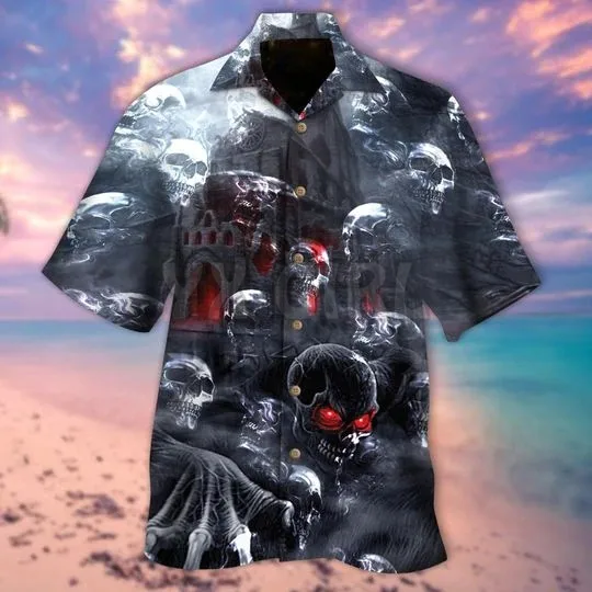 Day Of Dead Sugar Skull And Guitar 3D All Over Printed Hawaiian Shirt Men's For Women's Harajuku Casual Shirt Unisex