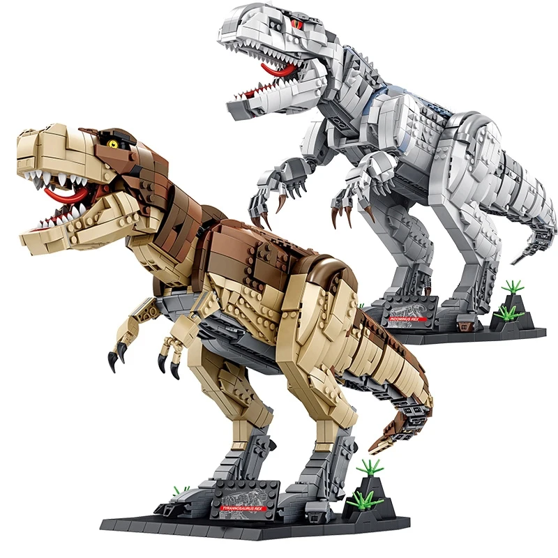 

2108 PCS Jurassic Dinosaur World Zoo MOC Tyrannosaurus Rex Model Building Blocks Children's Toy Sticker Brick Gift Small Brick