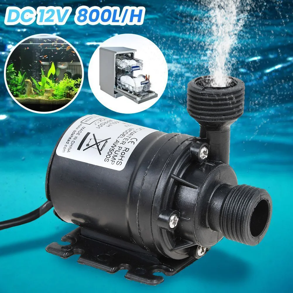 

18W Submersible Pump 800L/H DC Water Pump DC 12V Garden High Pressure Pump IP68 Waterproof Low Noise High Performance Lift 5M