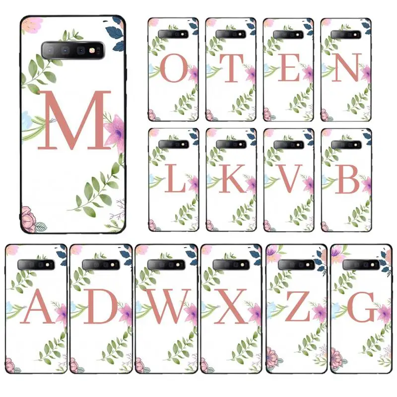 

FHNBLJ Customized Initial Letter Flowers Phone Case for Samsung S10 21 20 9 8 plus lite S20 UlTRA 7edge