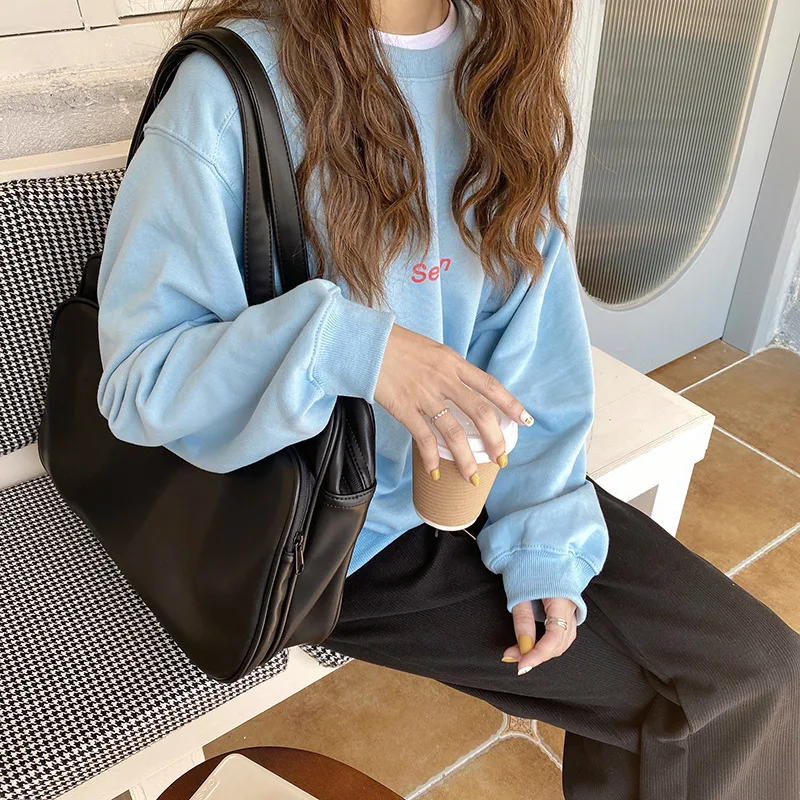 Однотонные вместительные сумки для женщин повседневная роскошная дизайнерская