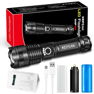 

LED Mini Flashlight USB Rechargeable Zoom Flashlight 26650 Battery For Emergency Power Cell Phone Charging Outdoor Camping