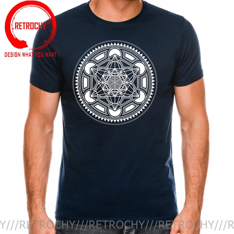 Футболка Metatrons мужская с изображением кубиков цветов жизни хлопковая рубашка