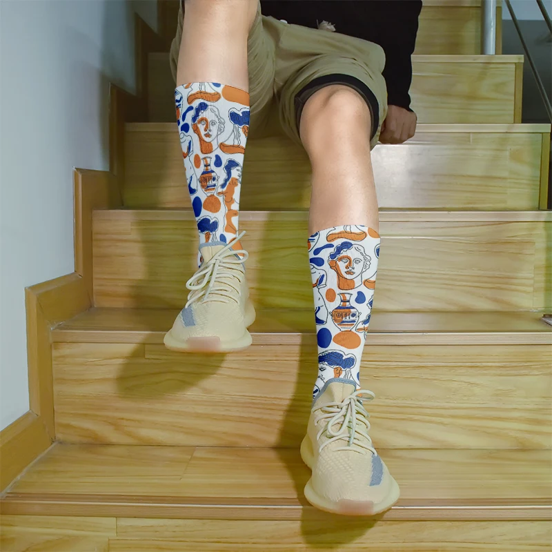 New 3D Printed Women Cotton Long Socks Cute Eyes Characters Novelty Middle Tube Socks Harajuku Fashion Happy Gift Unisex Socks