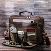 Men's Luxury Genuine Leather Briefcase Head Layer Cowhide Top-handle Bag For 17.3 1