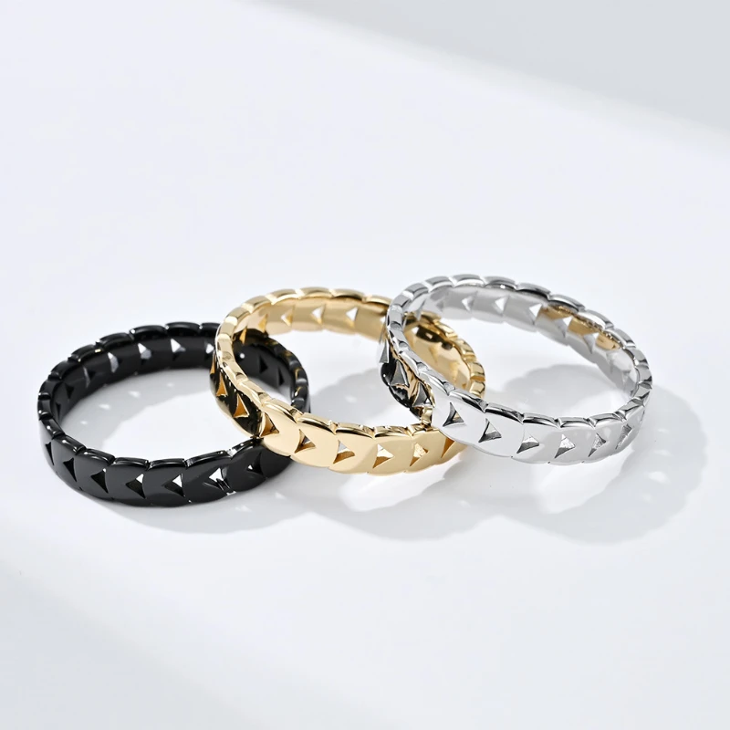 

4mm Geometric Ring for Men Accessory Classic Gold Black Silver Color Stainless Steel Wedding Band Jewelry